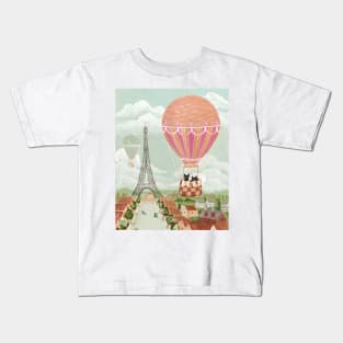 Hot Air Balloon Ride Cats Kids T-Shirt